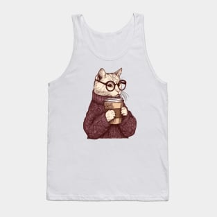 Sophisticated Coffee Cat Tank Top